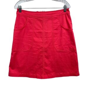 Boden A Line Skirt Stretch Flat Front Pockets Coral Pink Cotton Blend Women 8L*
